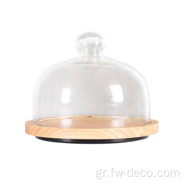 Crystal Round Coast Acacia Cake Dome και Board